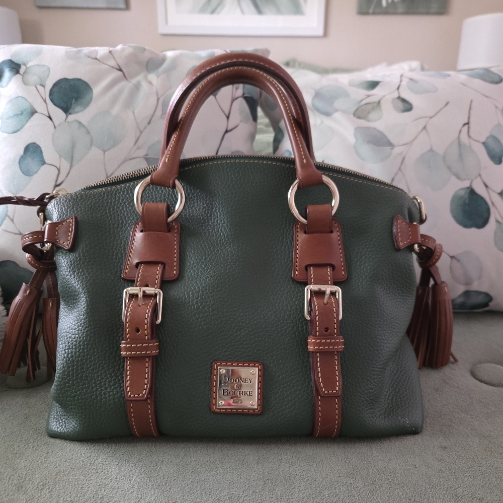 Sold!  Dooney & Bourke Green And Tan Satchel.